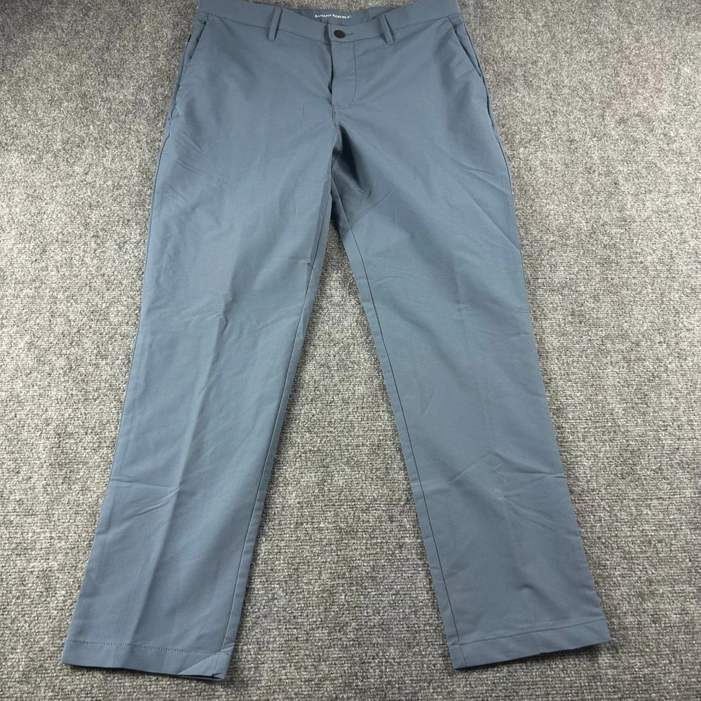 Banana Republic Performance Pants Mens 36x32 China Blue Textured‎ Polyester Golf
